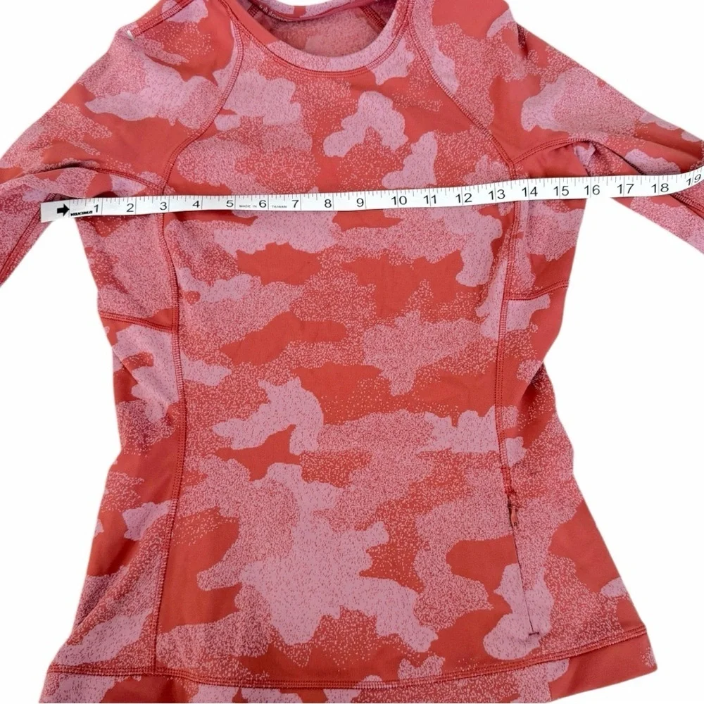 Lululemon Rulu Run Long Sleeve Shirt Heritage Speckle Camo Cranberry Size 4